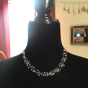Artisan Unique Layered Gunmetal Wire Necklace w/ Translucent Pink Seed Beads